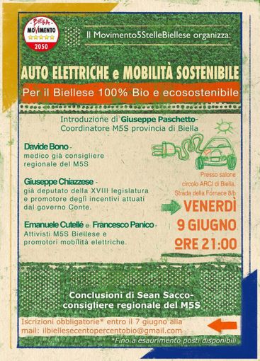 M5S biellese, un convegno sulle auto elettriche, interverrà Giuseppe Chiazzese M5S biellese, un convegno sulle auto elettriche, interverrà Giuseppe Chiazzese