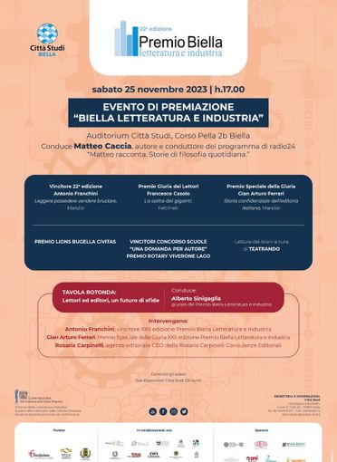 Premio “Biella Letteratura e Industria”: la premiazione a Città Studi.