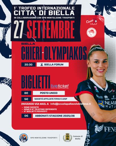 Chieri ’76–Olympiakos accende il Biella Forum: 1° Trofeo Internazionale Città di Biella
