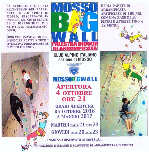 Mosso: Aperta la palestra di arrampicata