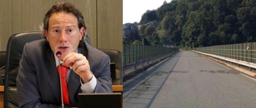 Il vicepresidente della provincia Emanuele Ramella Pralungo e il ponte - Foto di repertorio