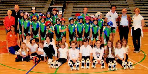 La Rotellistica La Marmora schierata al PalaSport in occasione del saggio di fine anno