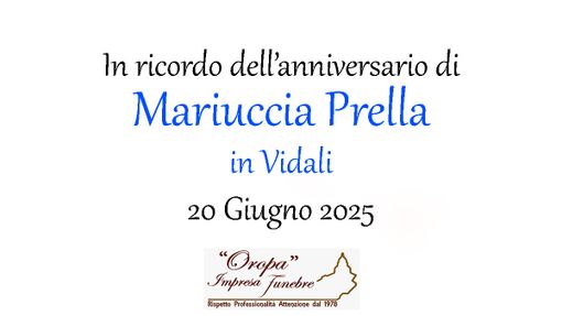 Mariuccia Prella in Vidali - Anniversario