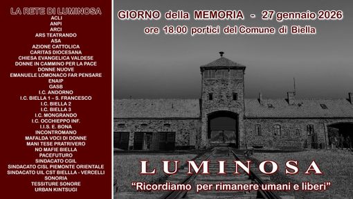 “Ricordiamo per rimanere umani e liberi”: a Biella la commemorazione del Giorno della Memoria con Luminosa