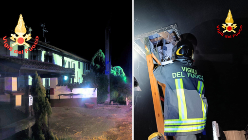 In fiamme un cascinale a Balocco: Vigili del Fuoco di Cossato in azione