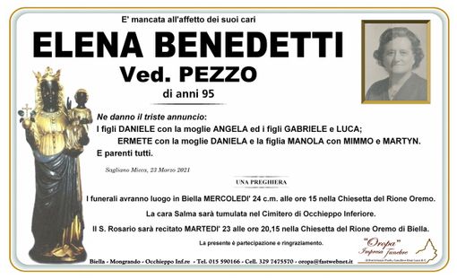 Elena Benedetti, Ved. Pezzo