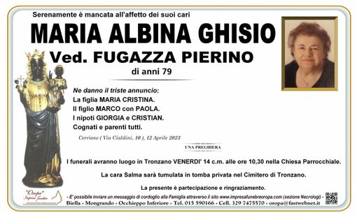 Maria Albina Ghisio, Ved. Fugazza Pierino