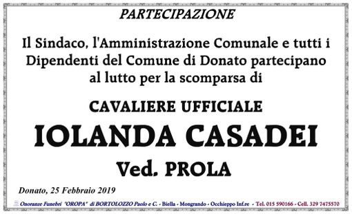 Iolanda Casadei Ved. Prola - Partecipazione