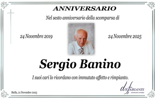Sergio Banino, anniversario Sergio Banino, anniversario