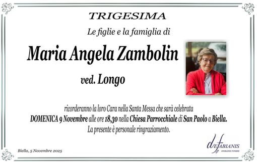 Maria Angela Zambolin, ved. Longo - Trigesima