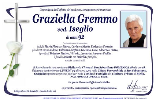 Graziella Gremmo, ved. Iseglio