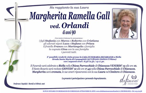 Margherita Ramella Gall, ved. Orlandi Margherita Ramella Gall, ved. Orlandi