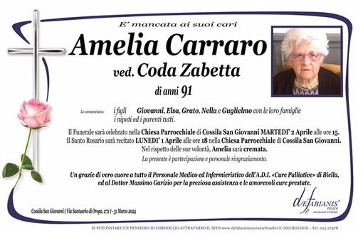 Amelia Carraro, ved. Coda Zabetta