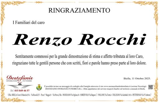 Renzo Rocchi - Ringraziamento