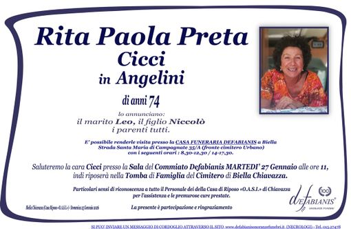 Rita Paola Preta Cicci in Angelini Rita Paola Preta Cicci in Angelini