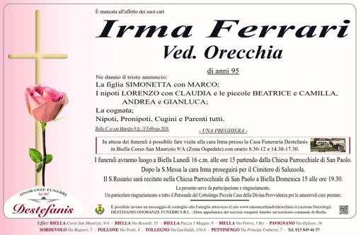Irma Ferrari, Ved. Orecchia Irma Ferrari, Ved. Orecchia