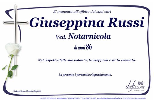 Giuseppina Russi. Ved. Notarnicola