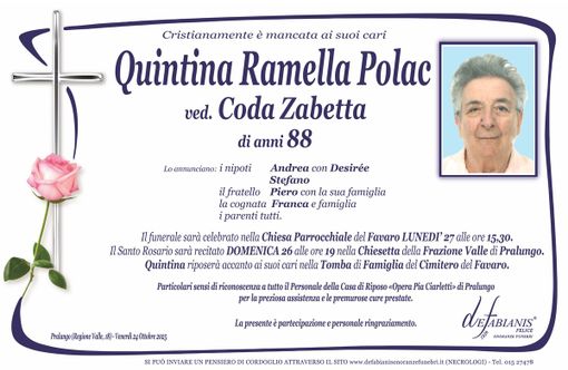 Quintina Ramella Polac ved. Coda Zabetta