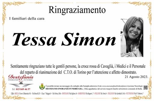 Tessa Simon, ringraziamento