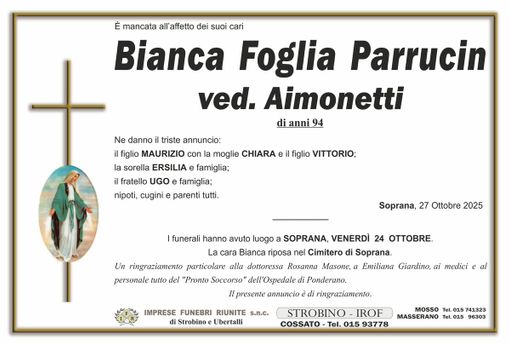 Bianca Foglia Parrucin, ved. Aimonetti
