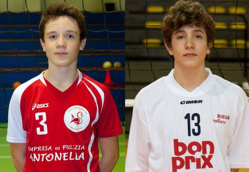 Federico Gioggia dell'Occhieppese U14 e Marco Germanetti del Biella Volley U17