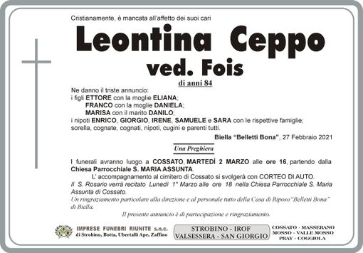Leontina Ceppo ved. Fois