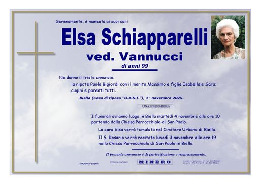 Elsa Schiapparelli, ved. Vannucci