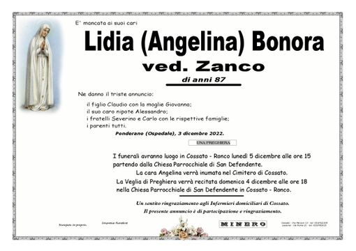 Lidia (Angelina) Bonora, Ved.Zanco