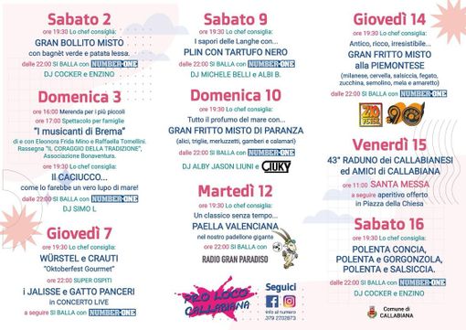 Siete pronti? altre quattro serate di gusto e divertimento a Callabiana! Siete pronti? altre quattro serate di gusto e divertimento a Callabiana!