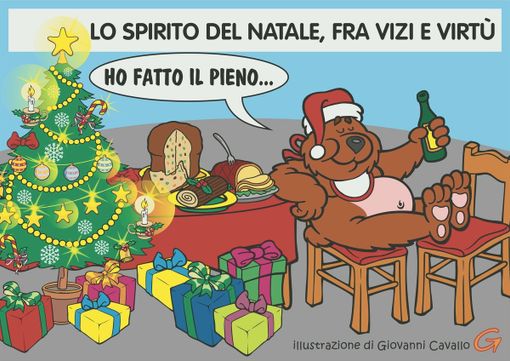 Natale, istruzioni per l’uso: abbondanza, digestivo e si riparte! - Illustrazione di Giovanni Cavallo Natale, istruzioni per l’uso: abbondanza, digestivo e si riparte! - Illustrazione di Giovanni Cavallo