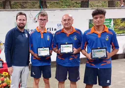 Matteo Macario,  Ettore Levis,  Santo Bevilacqua secondi a Morsasco - Foto Federbocce