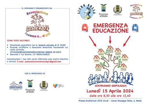 "Emergenza educazione, costruiamo la gentilezza", un convegno dedicato ai ragazzi