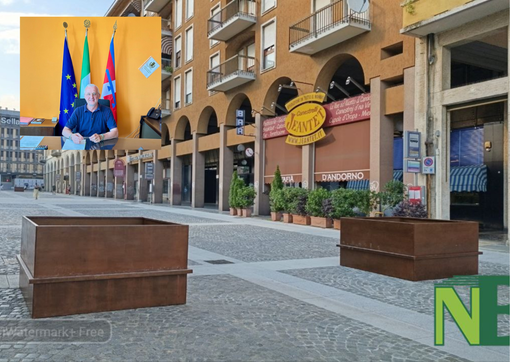 Biella, nuovo arredamento in piazza Vittorio Veneto. Franceschini: "Al vaglio anche la riqualificazione di viale Matteotti" FOTO Mattia Baù per newsbiella.it