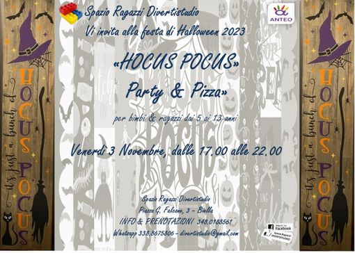 Biella, "Hocus Pocus party&amp;pizza": la festa di Halloween dedicata a bambini e ragazzi.