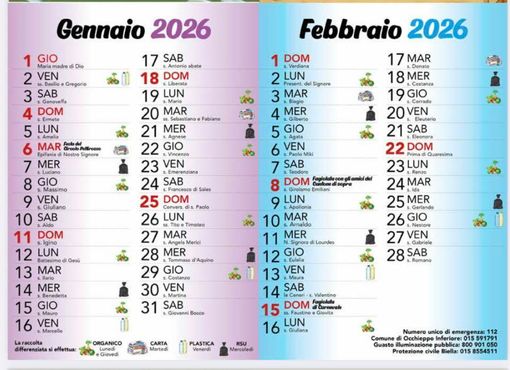 A Occhieppo Inferiore i calendari verranno distribuiti a metà gennaio