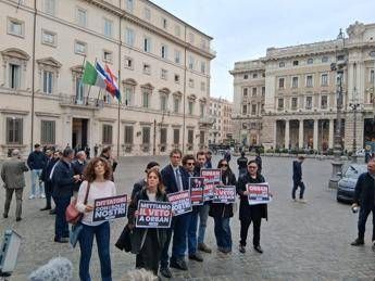 Flash mob +Europa contro Orban a Palazzo Chigi: "Dittatore con i soldi nostri"