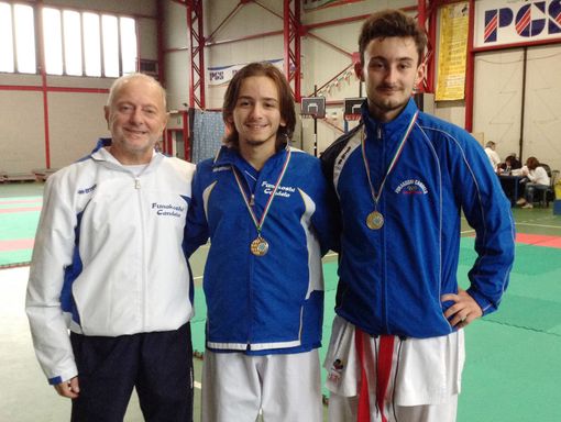 Il Maestro Damiano Rovatti con Diego Rovatti e Matteo Boffa