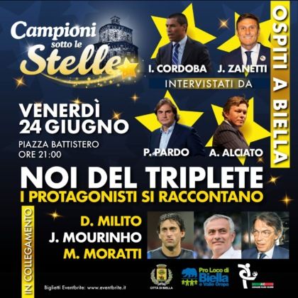 Biella, “Noi del Triplete: i protagonisti si raccontano” niente Battistero, si sposta al Biella Forum Biella, “Noi del Triplete: i protagonisti si raccontano” niente Battistero, si sposta al Biella Forum