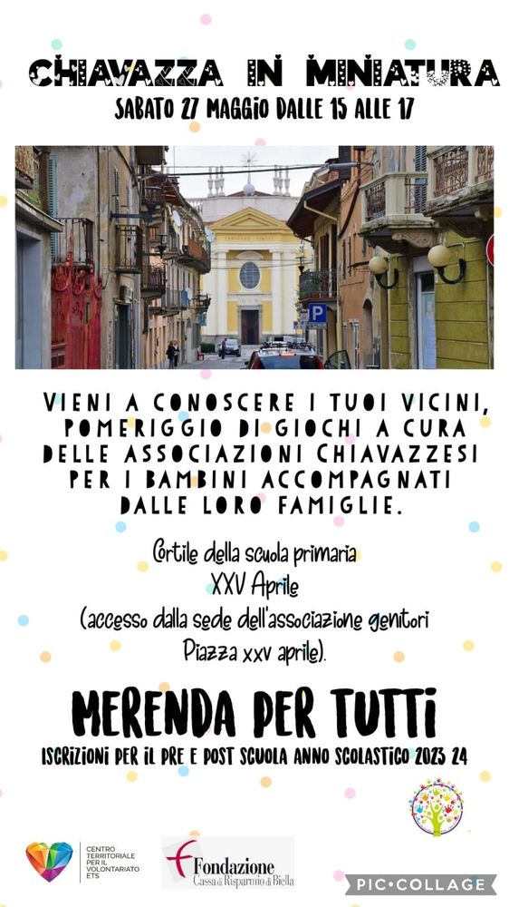 "Chiavazza in miniatura", la festa di fine anno scolastico dell'associazione genitori