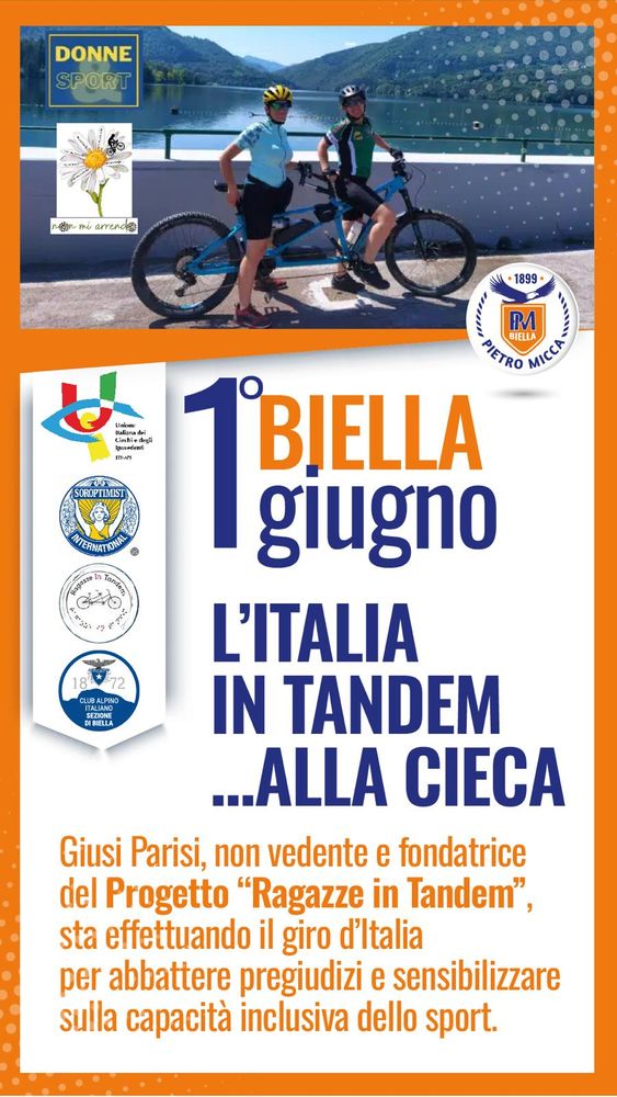 “L’Italia in tandem… alla cieca” a Biella l’incontro con Giusi Parisi.