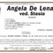 Angela De Lenart, Ved. Stasia