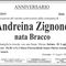 Andreina Zignone nata Bracco, anniversario