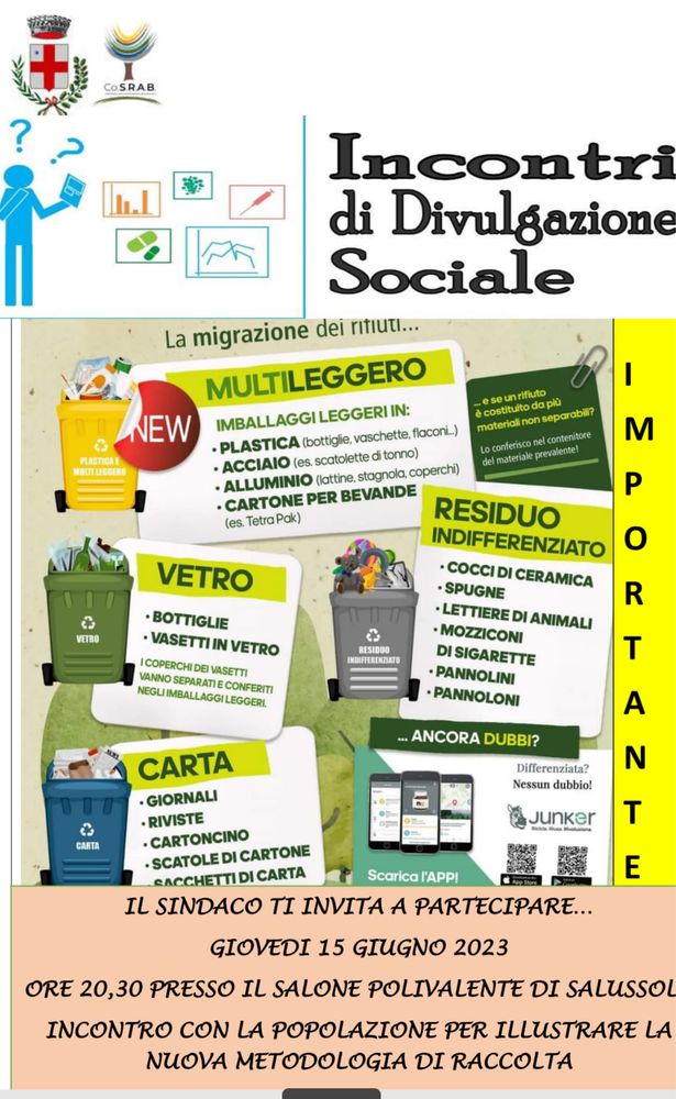 Raccolta differenziata, a Salussola incontro di divulgazione sociale - Foto pagina FB Comune di Salussola