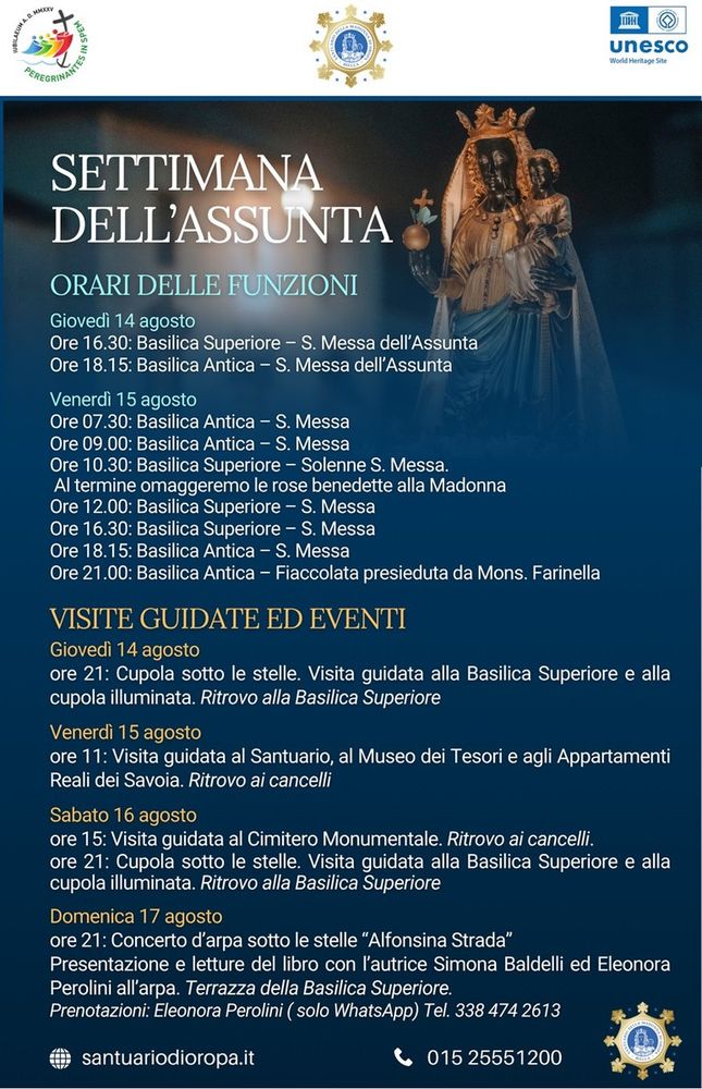 Settimana dell’Assunta: proseguono gli appuntamenti al Santuario di Oropa