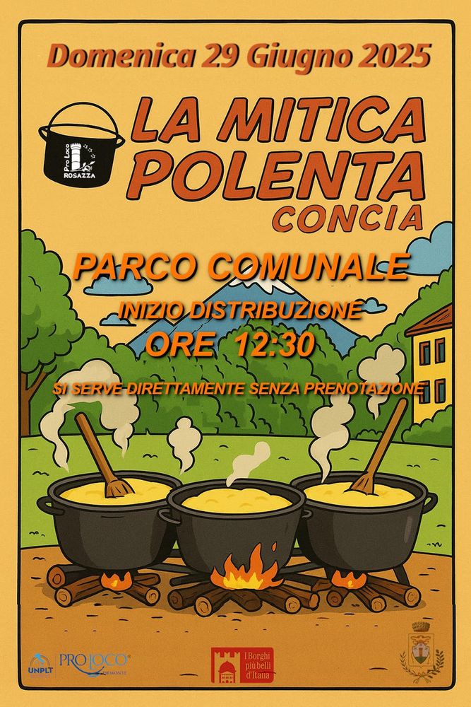 Rosazza, torna la Mitica Polenta Concia: gusto e tradizione al Parco Comunale