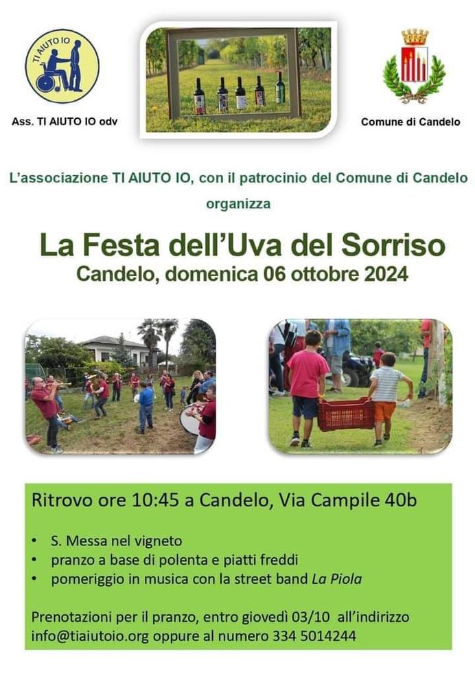 Candelo, Festa dell’uva del sorriso: in scena il 6 ottobre 2024.