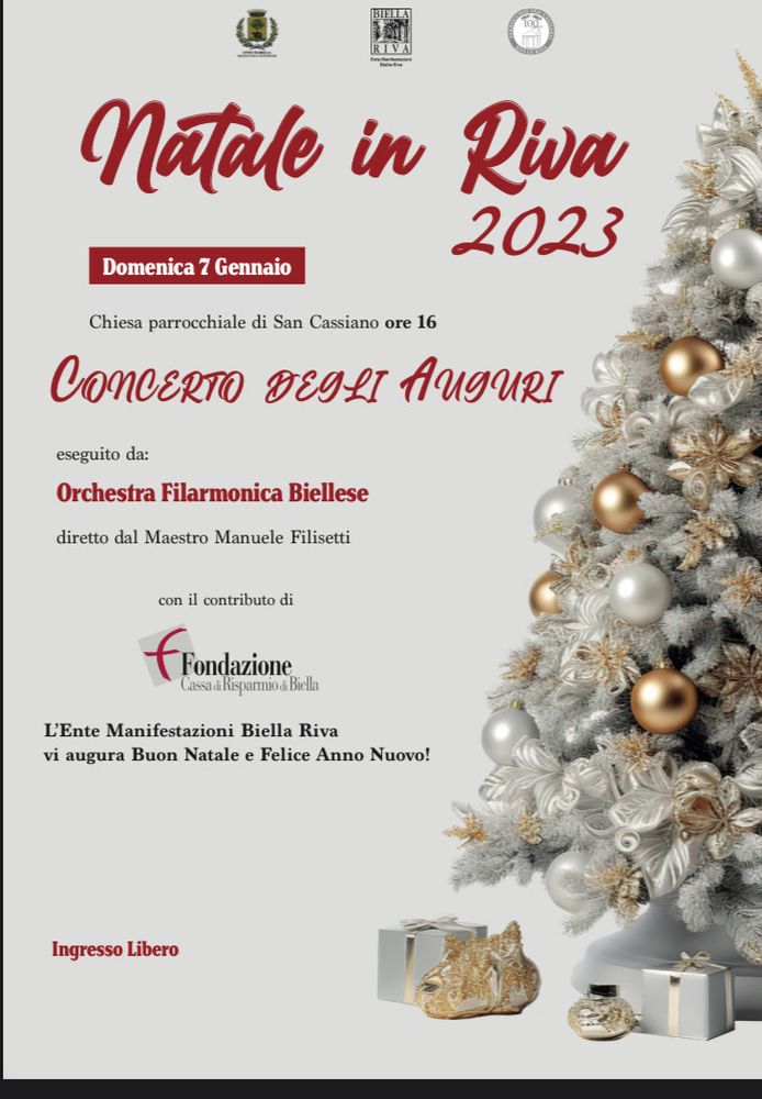 Biella, Natale in Riva 2023: il 7 gennaio il Concerto degli Auguri.