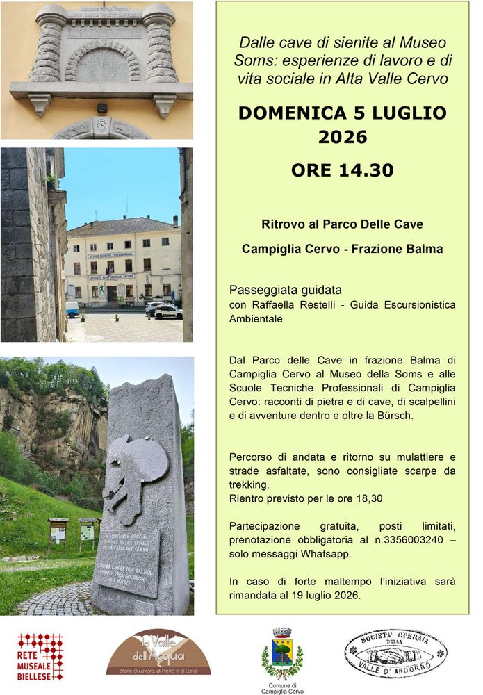 Passeggiata guidata con  racconti di pietra e di cave, di scalpellini e di avventure dentro e oltre la Bürsch