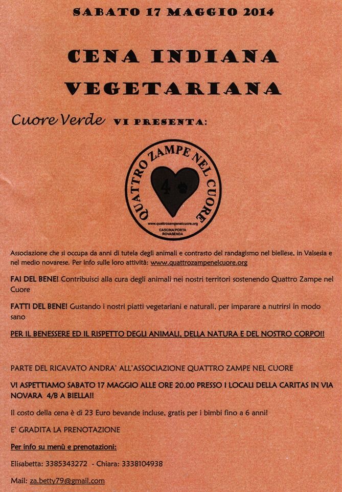 Cena veg indiana per i quattrozampe di Rovasenda