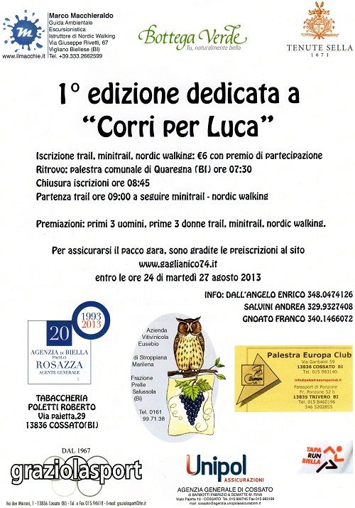 “Preghiamo, pensiamo, corriamo, aiutiamo Luca” “Preghiamo, pensiamo, corriamo, aiutiamo Luca”